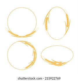 Frames with ears of wheat, barley or rye, vector illustration. Can be used for bread packaging, beer labels etc.