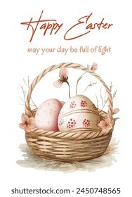 Frames for Easter holidays. Willow, Cherry blossom and eggs. Set vector design elements on the theme of flowering and spring. Watercolor vector