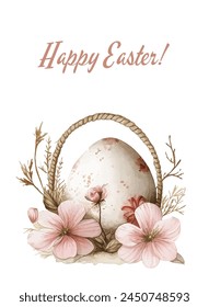Frames for Easter holidays. Willow, Cherry blossom and eggs. Set vector design elements on the theme of flowering and spring. Watercolor vector