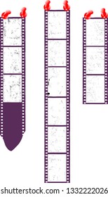 frames of film, grungy photo film frames, filmstrips with free copy space, vector. fictional artwork