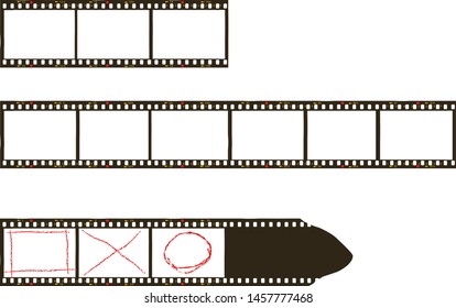 frames of film, grungy photo film frames,filmstrips with free copy space,vector,fictional artwork
