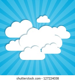 Frames in the form of clouds on background sunlight.  Vector illustration.