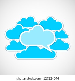 Frames in the form of clouds on background sunlight.  Vector illustration.