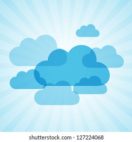 Frames in the form of clouds on background sunlight.  Vector illustration.