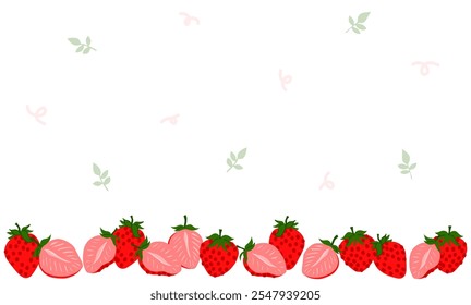 Frames with fresh strawberries. Cute white background for notepads.