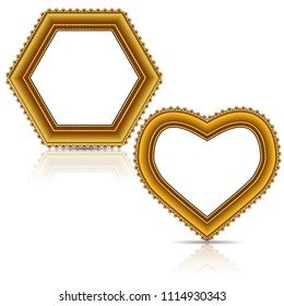 frames gold color with shadow on white background