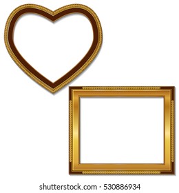 frames gold color with shadow on white background