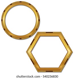 frames gold color with shadow on white background