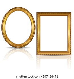 frames gold color with shadow on white background