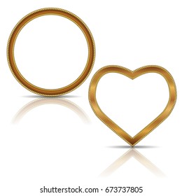 frames gold color with shadow on white background