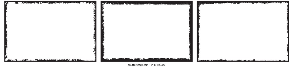 Frames in grunge style. Abstract rectangles with space for text. Monochrome elements