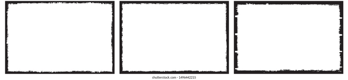 Frames in grunge style. Abstract rectangles with space for text. Monochrome elements