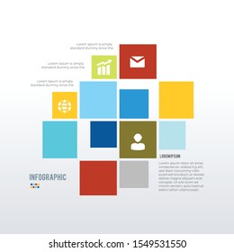 Frames infographic template design with icons. Business concept info graph with 4 options, steps or processes. Vector visualization can be used for workflow layout, diagram, annual report, web