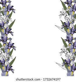 Frames from iris elements. Isolated over white background. Vector graphics.