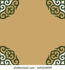 Frames from Kazakh ornaments. Background for cards, inscriptions, headers. Traditional patterns of Kazakhs. Decorative art of nomads. Ancient Turkic ornaments. Customs and traditions of Kazakhstan.