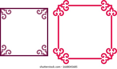 Frames from Kazakh ornaments. Background for cards, inscriptions, headers. Traditional patterns of Kazakhs. Decorative art of nomads. Ancient Turkic ornaments. Customs and traditions of Kazakhstan.
