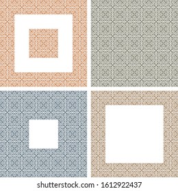Frames from Kazakh ornaments. Seamless traditional patterns of Kazakhs. Background, texture, decorative art of nomads. Ancient Turkic ornaments. Customs and traditions of Kazakhstan.