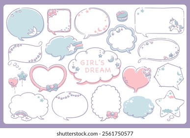 Frames and labels. Dreamy, girly pastel tone. Vector illustration.