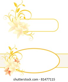Frames with lilies and floral ornament. Vector