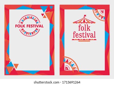 Frames and logos templates for festive folk festival