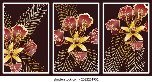 marcos con flores delonix de lujo - para impresiones enmarcadas en la pared, huellas de lienzo, afiche, decoración casera