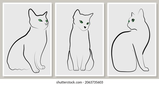 Frames with minimalistic cat silhouette - for wall framed prints, canvas prints, poster, home decor