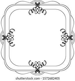Frames for monograms hand drawn elements set. Illustrations for wedding invitations, greeting cards or restaurant menu. Doodle branches border illustration.