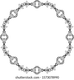 Frames for monograms hand drawn elements set. Illustrations for wedding invitations, greeting cards or restaurant menu. Doodle branches border illustration.