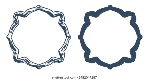 Frames in the old style.  Retro Hand-drawn illustration. Vector