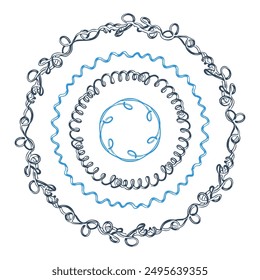 Frames in the old style.  Retro Hand-drawn illustration. Vector