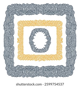 Frames in the old style.  Retro Hand-drawn illustration. Vector