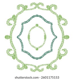 Frames in the old style.  Retro Hand-drawn illustration. Vector