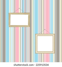 Frames on striped wallpaper background. Vector illustration