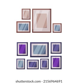 Frames on wall. Memory photos or paintings vector illustration