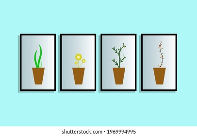 Frames on wall. Photo or picture painting art gallery in interior vector.