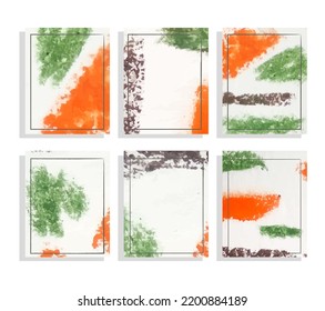 frames with orange and  green colors, textured vector backgrounds 