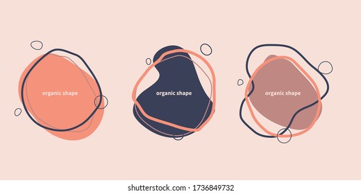 Frames from organic shapes. Hand drawn banners for store. Set of abstract backgrounds, label elements