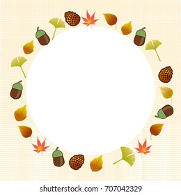 Frames, ornaments, backgrounds, fallen leaves, maple made with illustrations of Japanese autumn images, vector data