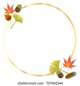Frames, ornaments, backgrounds, fallen leaves, maple made with illustrations of Japanese autumn images, vector data