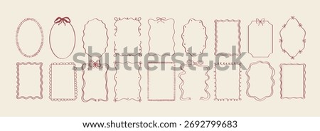 Frames outline sketch style. Cute border frame hand drawn doodles. Whimsical frames set.