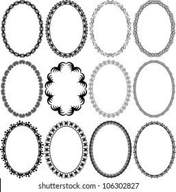 frames oval - set of vector illustration