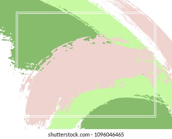 Frames with paint brush strokes of green and light purple colors vector collection. Borders with painted brushstrokes backgrounds. Graphics design templates for banners, flyers, posters, cards