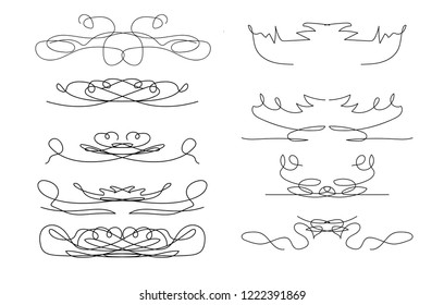 Frames, patterns for frames, vignettes. Vector illustration.
