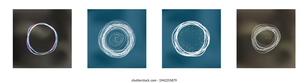 Frames pencil drawn circle and copy space for your text, vector  background  set