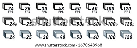 Frames per second or fps simple icons set