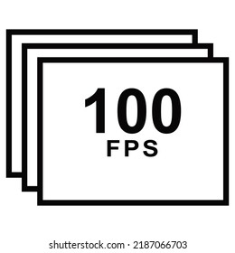 Frames Per Second Icon. 100 FPS For Movies, Videos And Cinema.