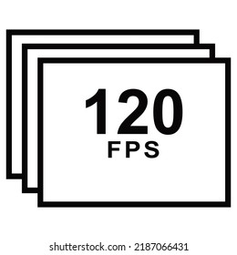 Frames per second icon. 120 FPS for movies, videos and cinema.