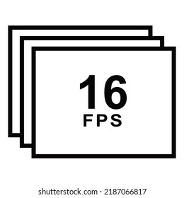 Frames Per Second Icon. 16 FPS For Movies, Videos And Cinema.