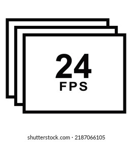 Frames Per Second Icon. 24 FPS For Movies, Videos And Cinema.