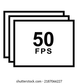 Frames per second icon. 50 FPS for movies, videos and cinema.